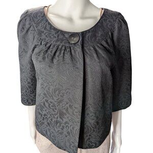 Apt 9 Jacquard Jacket Womens Sz M Cropped Office Layering Business Casual Preppy